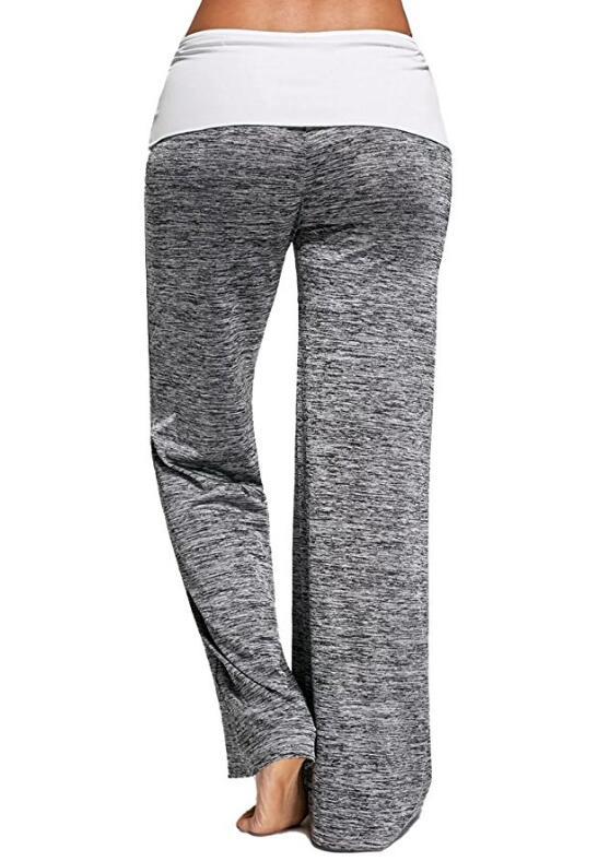 SZ60026-3  Women Foldover Heather Wide Leg Pants Loose Yoga Legging